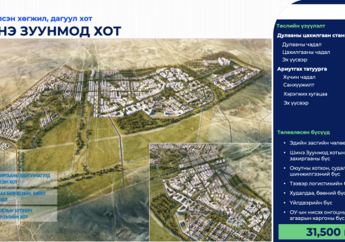 Улаанбаатарын анхны дагуул хот Шинэ Зуунмод хотыг бүтээн байгуулна