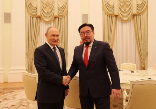 МОНГОЛ УЛСЫН ЕРӨНХИЙ САЙД Г.ЗАНДАНШАТАР ОХУ-ЫН ЕРӨНХИЙЛӨГЧ В.В.ПУТИНД БАРААЛХЛАА