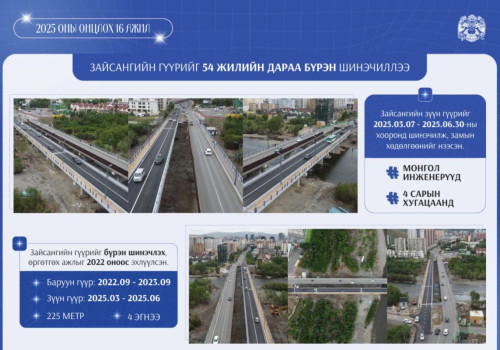 Зайсангийн гүүрийг 54 жилийн дараа бүрэн шинэчиллээ