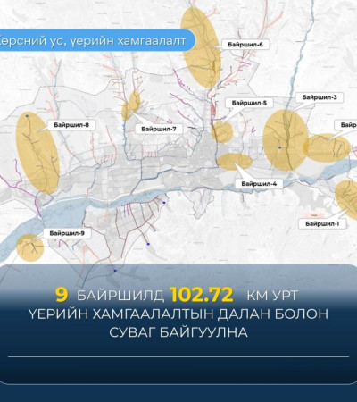 Нийслэлийн есөн байршилд 102.7 км урт үерийн хамгаалалтын далан, суваг байгуулна
