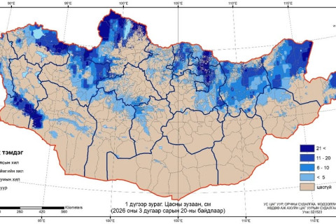 Цасан бүрхүүлийн хэмжээг өмнөх арван хоногтой харьцуулахад 11 хувиар буурсан байна