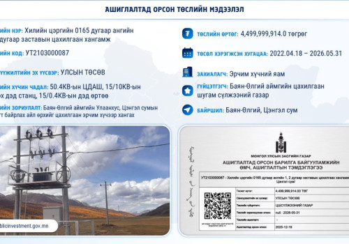 Улсын төсвийн хөрөнгө оруулалтаар 2026 оны 3 дугаар сарын 16–20-ны долоо хоногт 3 барилга, байгууламж ашиглалтад орлоо