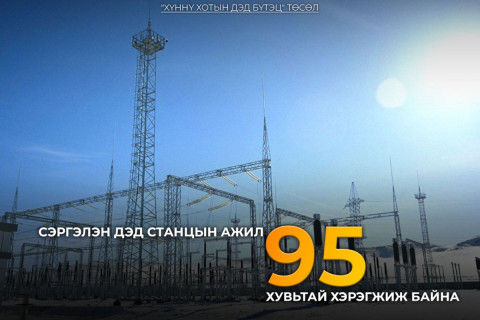 Хүннү хотын Сэргэлэн дэд станцын бүтээн байгуулалтын ажлын явц 95 хувьтай байна