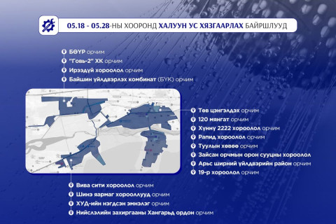 Тавдугаар сарын 18-28-ны өдрүүдэд дараах байршлуудад халуун ус хязгаарлана